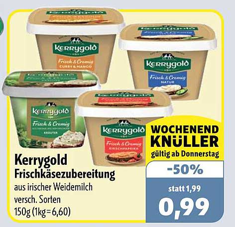 Kerrygold Frischkäsezubereitung aus irischer Weidemilch versch. Sorten 150g (1kg= 6,60)