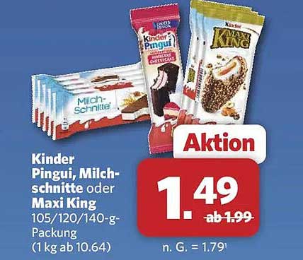 Kinder Pingui, Milch-schnitte oder Maxi King