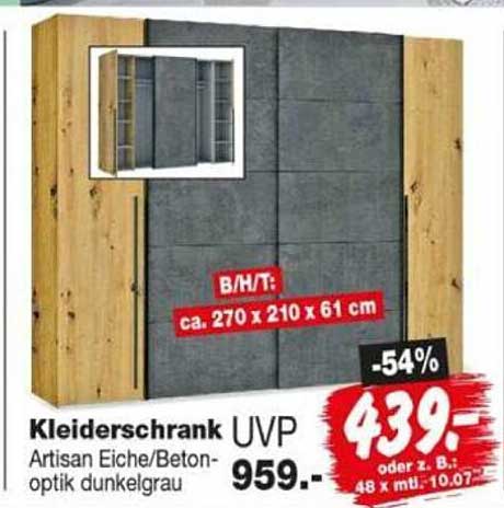 Kleiderschrank Artisan Eiche/Betonoptik dunkelgrau