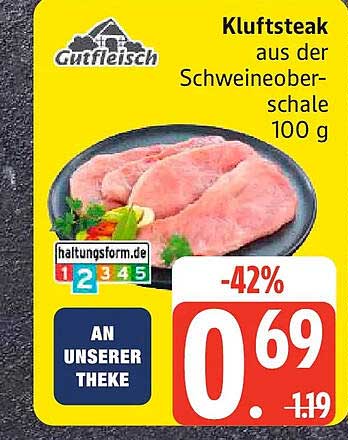 Kluftsteak aus der Schweineoberschale 100 g