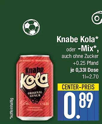 Knabe Kola* oder -Mix*, auch ohne Zucker +0.25 Pfand je 0,33l Dose 1l=2.70