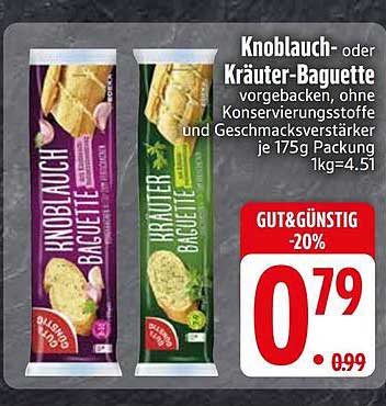 Knoblauch- oder Kräuter-Baguette