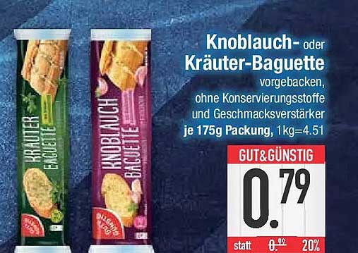 Knoblauch- oder Kräuter-Baguette