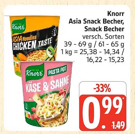 Knorr Asia Snack Becher, Snack Becher versch. Sorten