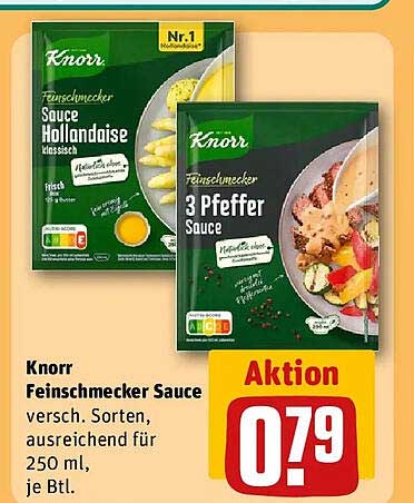 Knorr Feinschmecker Sauce versch. Sorten, ausreichend für 250 ml, je Btl.