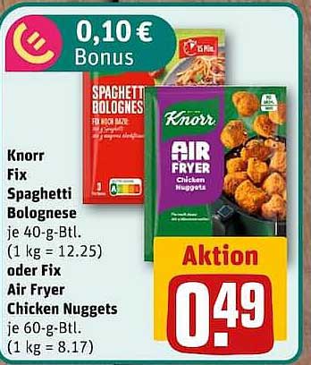 Knorr Fix Spaghetti Bolognese oder Fix Air Fryer Chicken Nuggets
