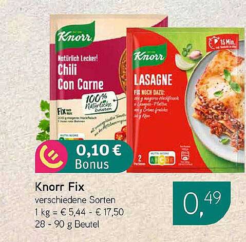 Knorr Fix verschiedene Sorten