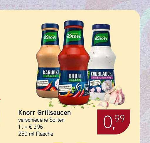 Knorr Grillsaucen verschiedene Sorten 1 l = € 3,96 250 ml Flasche
