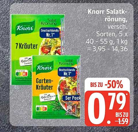Knorr Salat-krönung, versch. Sorten, 5 x 40 - 55 g, 1 kg