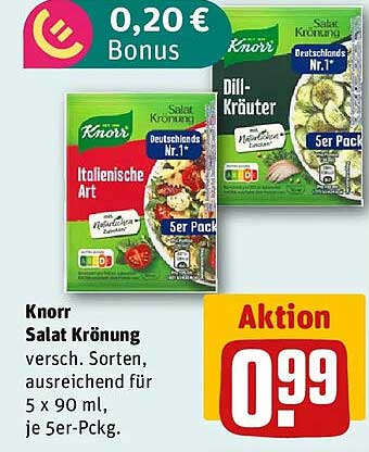 Knorr Salat Krönung versch. Sorten, ausreichend für 5 x 90 ml, je 5er-Pckg.