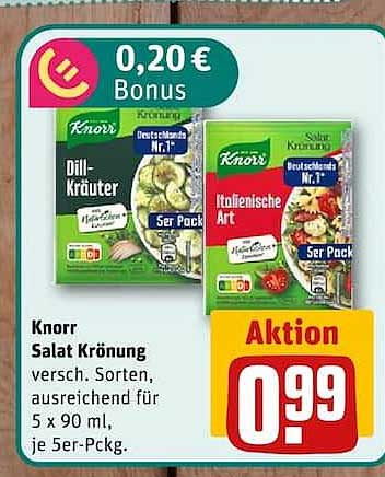 Knorr Salat Krönung versch. Sorten, ausreichend für 5 x 90 ml, je 5er-Pckg.