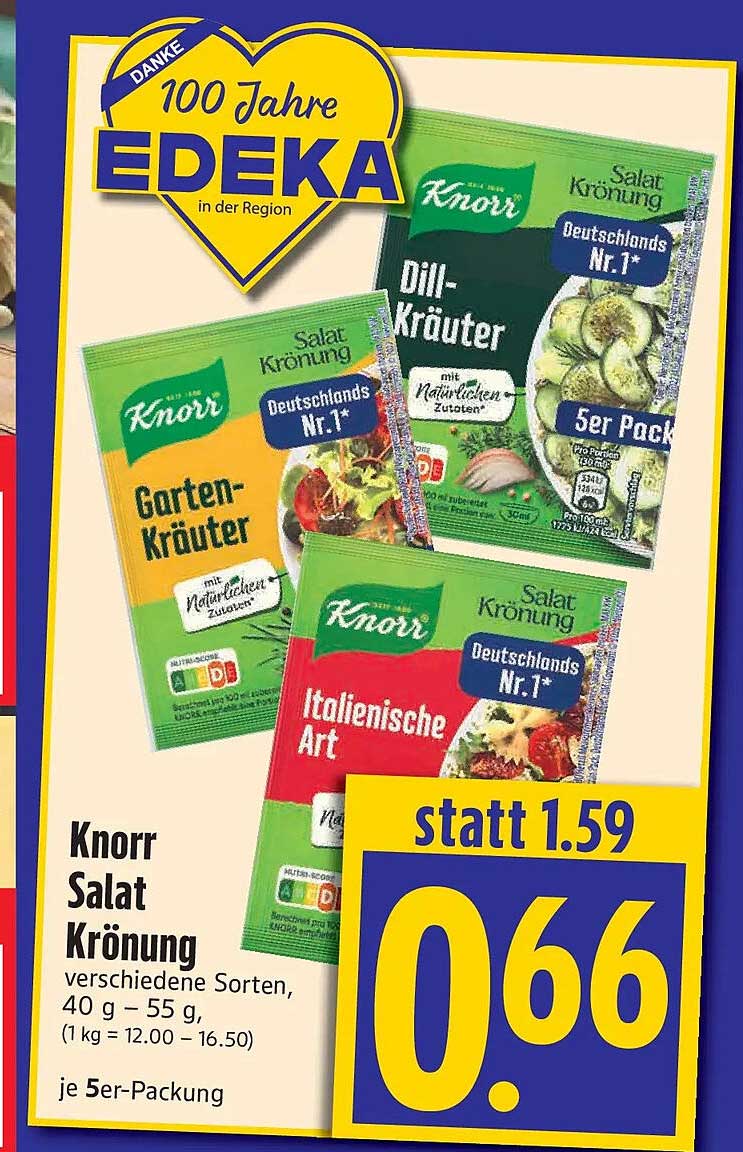 Knorr Salat Krönung verschiedene Sorten, 40 g – 55 g, je 5er-Packung