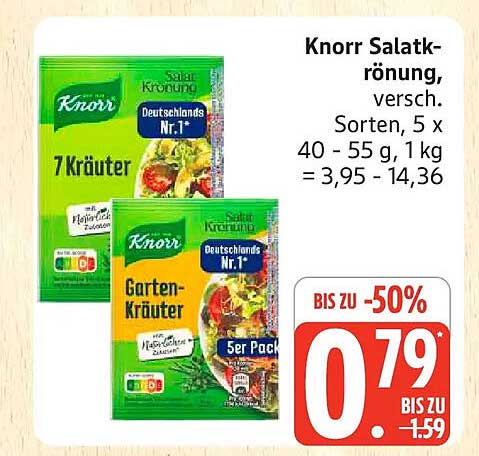 Knorr Salatkrönung, versch. Sorten, 5 x 40 - 55 g, 1kg = 3,95 - 14,36