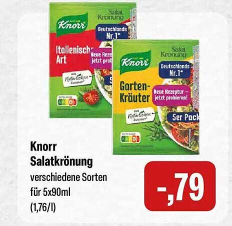 Knorr Salatkrönung verschiedene Sorten für 5x90ml (1,76/l)