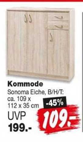 Kommode Sonoma Eiche, B/H/T: ca. 109 x 112 x 35 cm