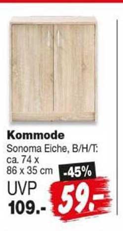 Kommode Sonoma Eiche, B/H/T: ca. 74 x 86 x 35 cm