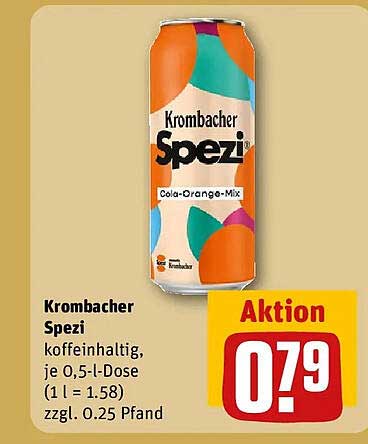 Krombacher Spezi koffeinhaltig, je 0,5-l-Dose (1 l = 1.58) zzgl. 0.25 Pfand