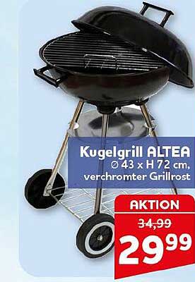 Kugelgrill ALTEA Ø 43 x H 72 cm, verchromter Grillrost