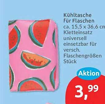 Kühltasche für Flaschen ca. 15,5 x 36,6 cm Kletteinsatz universell einsetzbar für versch. Flaschengrößen Stück