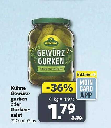 Kühne Gewürzgurken oder Gurkensalat 720-ml-Glas
