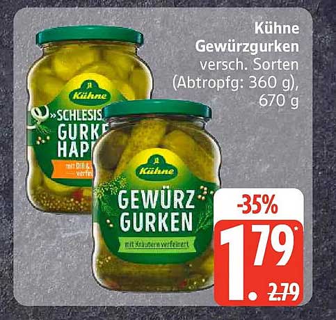 Kühne Gewürzgurken versch. Sorten (Abtropfg. 360 g, 670 g)