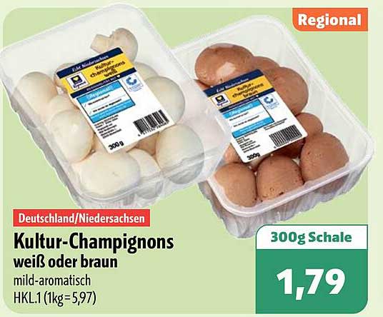 Kultur-Champignons weiß oder braun