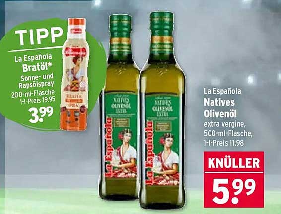 La Española Bratöl* Sonne- und Rapsölspray 200-ml-Flasche, 1l-Preis 19.95