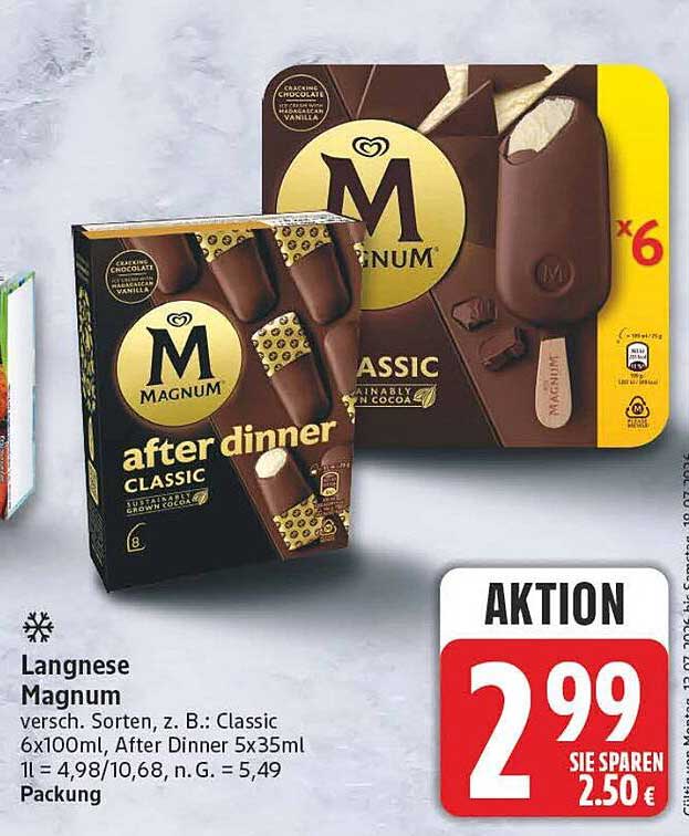 Langanese Magnum versch. Sorten, z. B.: Classic 6x100ml, After Dinner 5x35ml 1L = 4,98/10,68, n. G. = 5,49 Packung