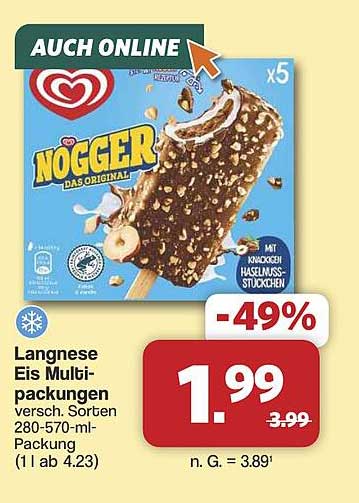 Langnese Eis Multipackungen versch. Sorten 280-570-ml-Packung (1 l ab 4.23)