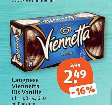 Langnese Viennetta Eis Vanille 1 l = 3,83 €, 650 ml Packung