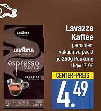 Lavazza Kaffee gemahlen, vakuumverpackt je 250g Packung 1kg=17.96