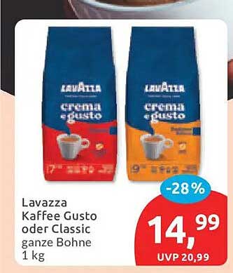 Lavazza Kaffee Gusto oder Classic ganze Bohne 1 kg