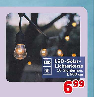 LED-Solar-Lichterkette 10 Glühbirnen, L 500 cm