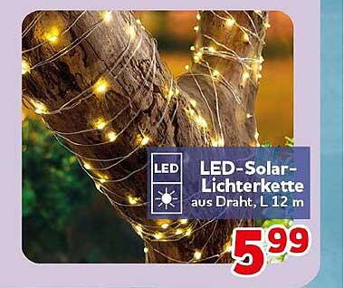 LED-Solar-Lichterkette aus Draht, L 12 m