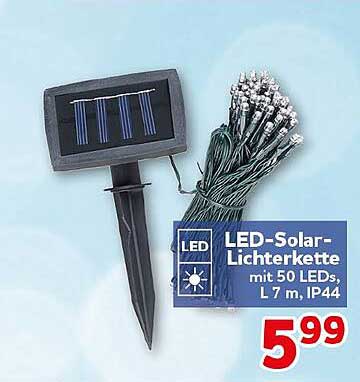 LED-Solar-Lichterkette mit 50 LEDs, L 7 m, IP44