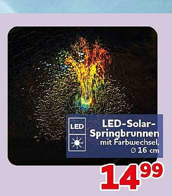 LED-Solar-Springbrunnen mit Farbwechsel Ø 16 cm