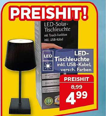 LED-Solar-Tischleuchte mit Touch-Funktion inkl. USB-Kabel