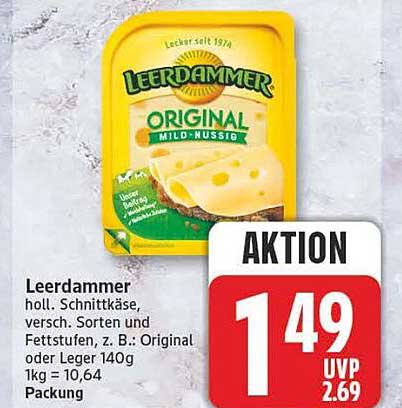 Leerdammer holl. Schnittkäse, versch. Sorten und Fettstufen, z. B. Original oder Original