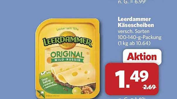 Leerdammer Käsescheiben versch. Sorten 100-140-g-Packung (1 kg ab 10.64)