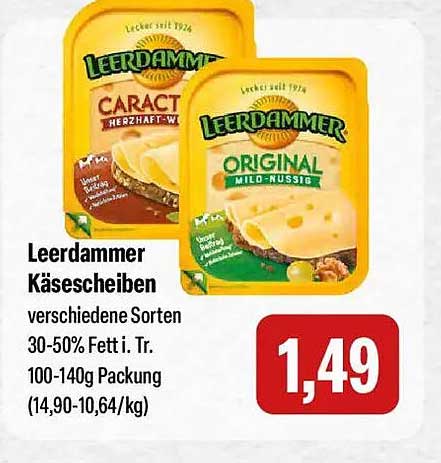 Leerdammer Käsescheiben verschiedene Sorten 30-50% Fett i. Tr. 100-140g Packung