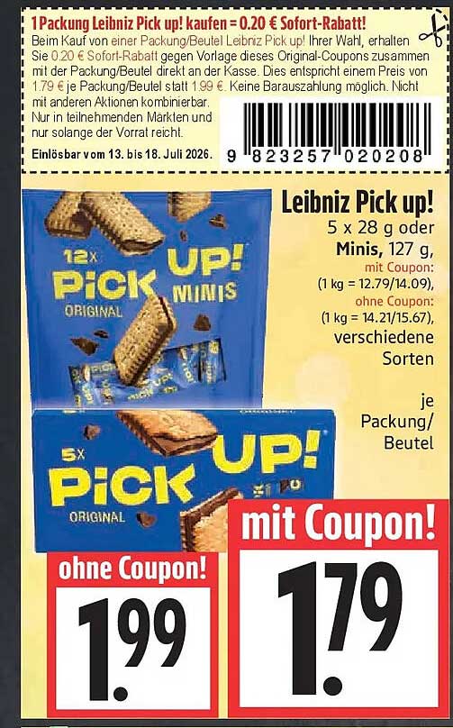 Leibniz Pick up! 5 x 28 g oder Minis, 127 g, verschiedene Sorten