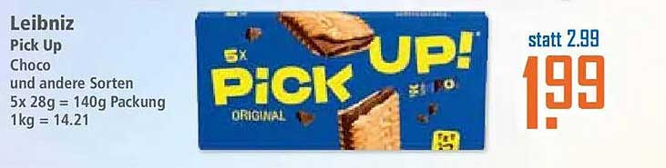Leibniz Pick Up Choco und andere Sorten 5x 28g = 140g Packung