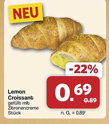 Lemon Croissant gefüllt mit Zitronencreme Stück