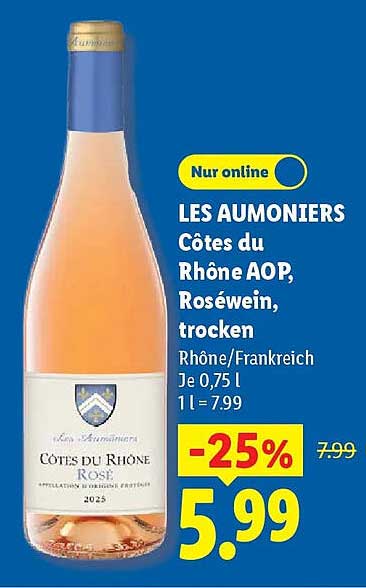 LES AUMONIERS Côtes du Rhône AOP, Roséwein, trocken