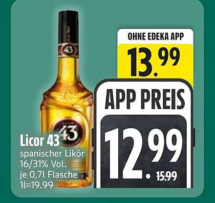 Licor 43 spanischer Likör 16/31% Vol. je 0,7l Flasche 1l=19.99