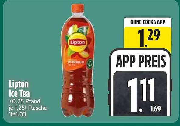 Lipton Ice Tea +0.25 Pfand je 1,25l Flasche 1l=1.03