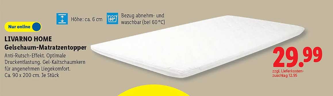 LIVARNO HOME Gelschaum-Matratzentopper