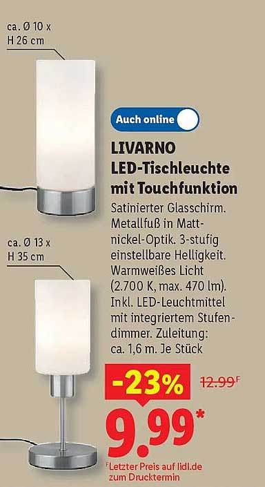 LIVARNO LED-Tischleuchte mit Touchfunktion