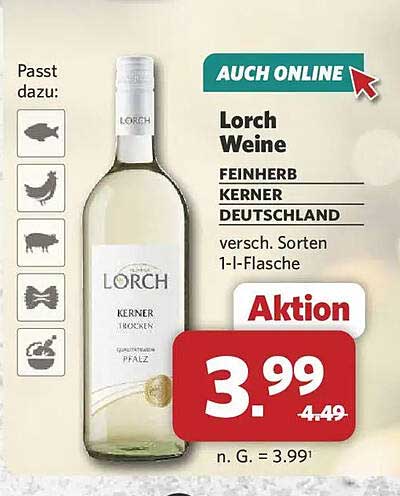 Lorch Weine FEINHERB KERNER DEUTSCHLAND versch. Sorten 1-l-Flasche