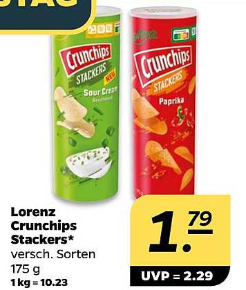Lorenz Crunchips Stackers* versch. Sorten 175 g